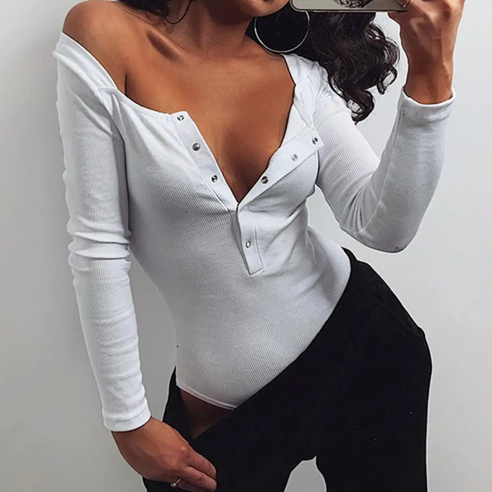 Sexy Knitted Bodysuit Women Square Neck Long Sleeve Buttons Ribbed Knitted Slim Romper Fashion Streetwear  Overalls mesh bodysuit