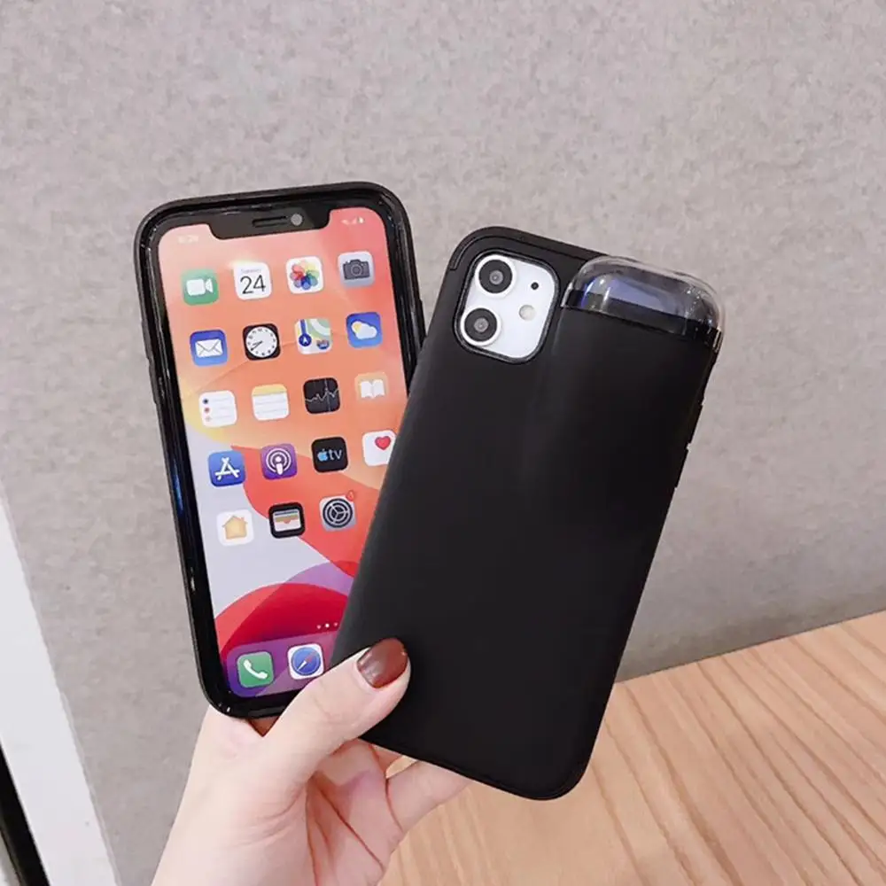 2 в 1 чехол для телефона наушники коробка для хранения для iPhone 11 Pro XS MAX XR X 7 8 Plus Airpods 1 2 Pro Мягкий силиконовый чехол колпачки для гарнитуры