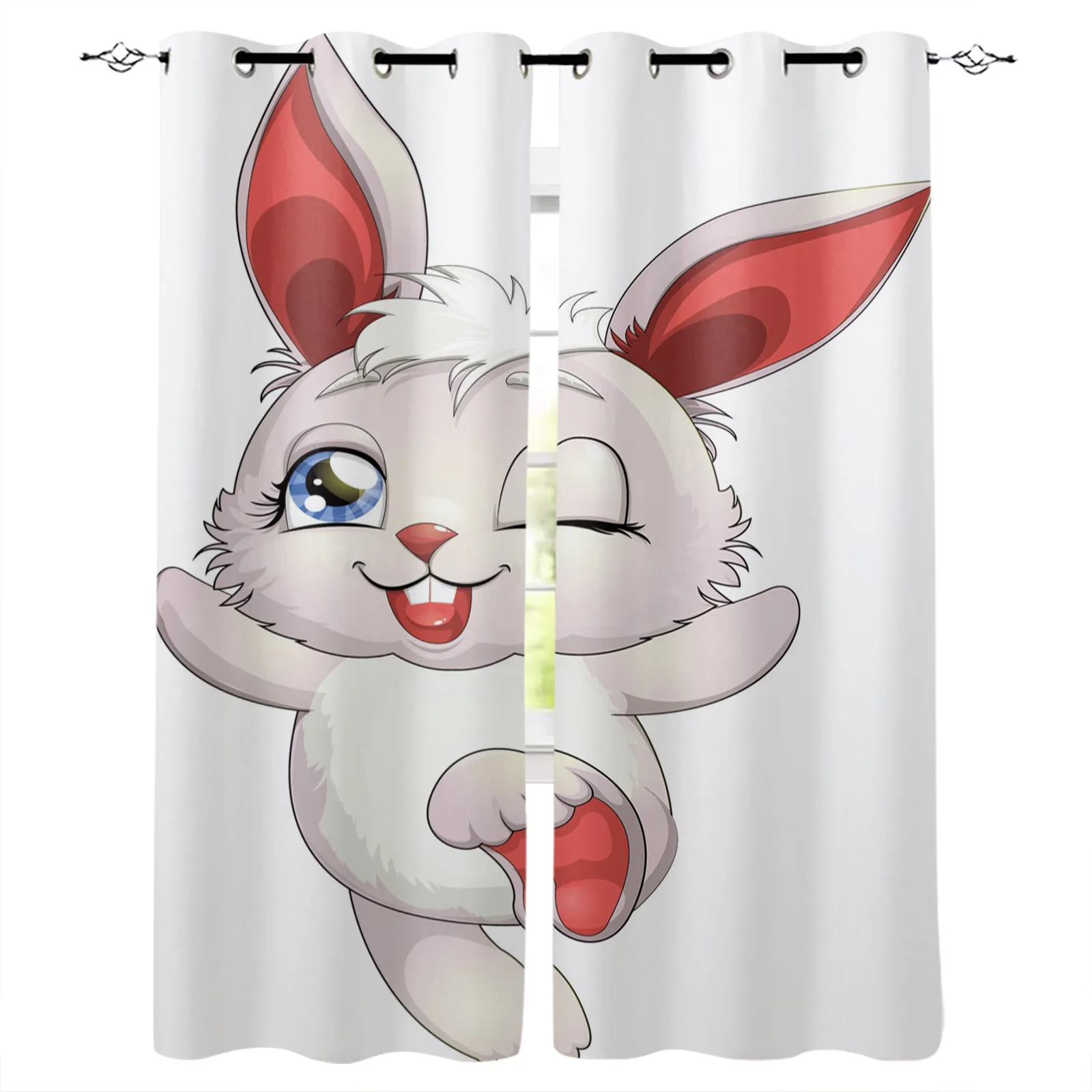Милые оконные шторы в виде кролика занавески для спальни кухни панели домашний декор гостиной|Занавеска| |
