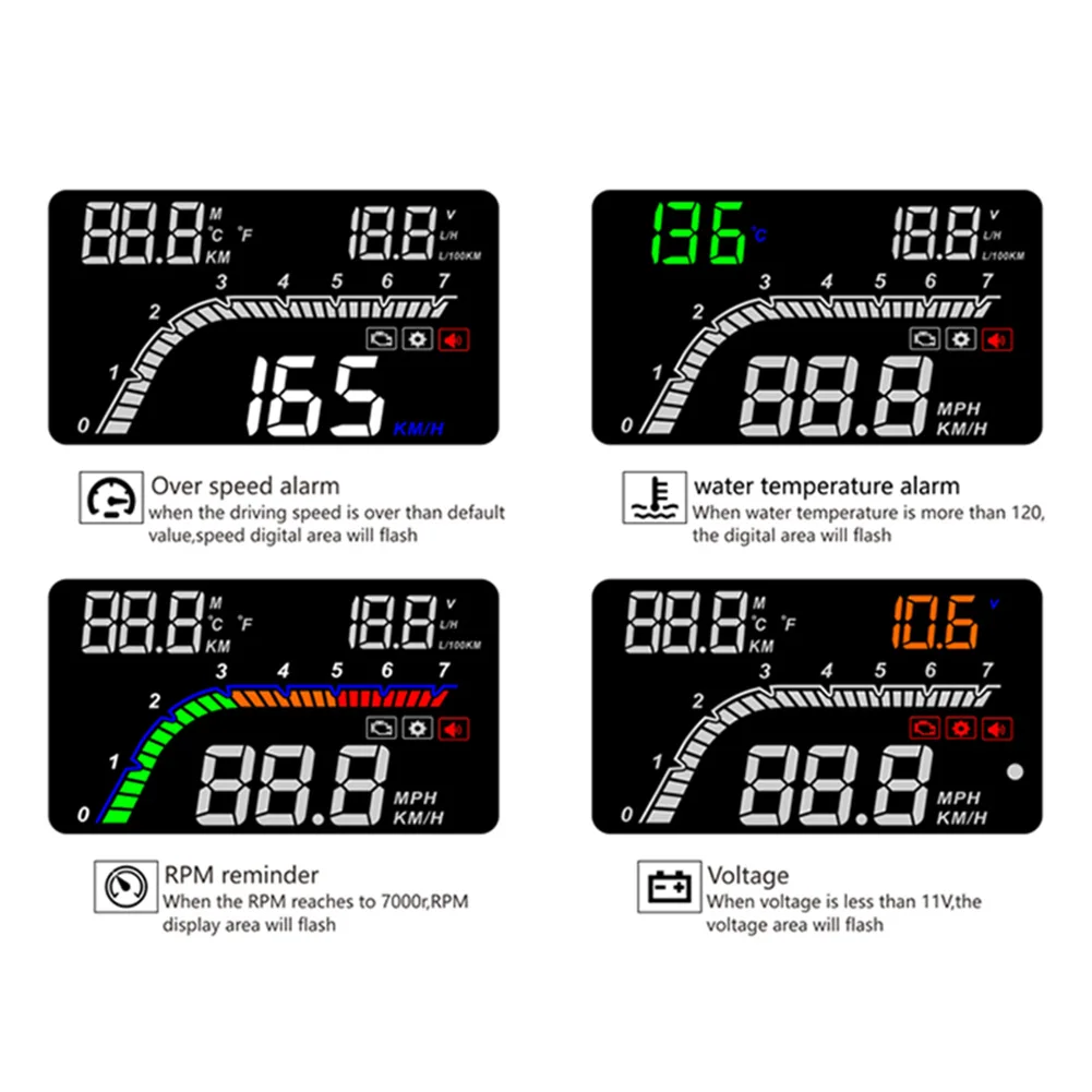 T100 OBD2 HUD " Автомобильный дисплей Цифровой Автомобильный спидометр лобовое стекло проектор экран 4 дюйма HD