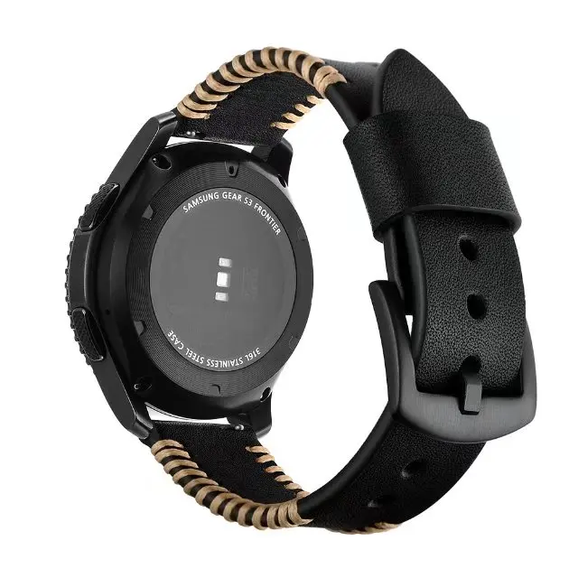 Black KINGBURGE ремешок из натуральной кожи для samsung gear S3 22 мм сменный Браслет для часов gear S3 Classic frontier - Цвет ремешка: Black