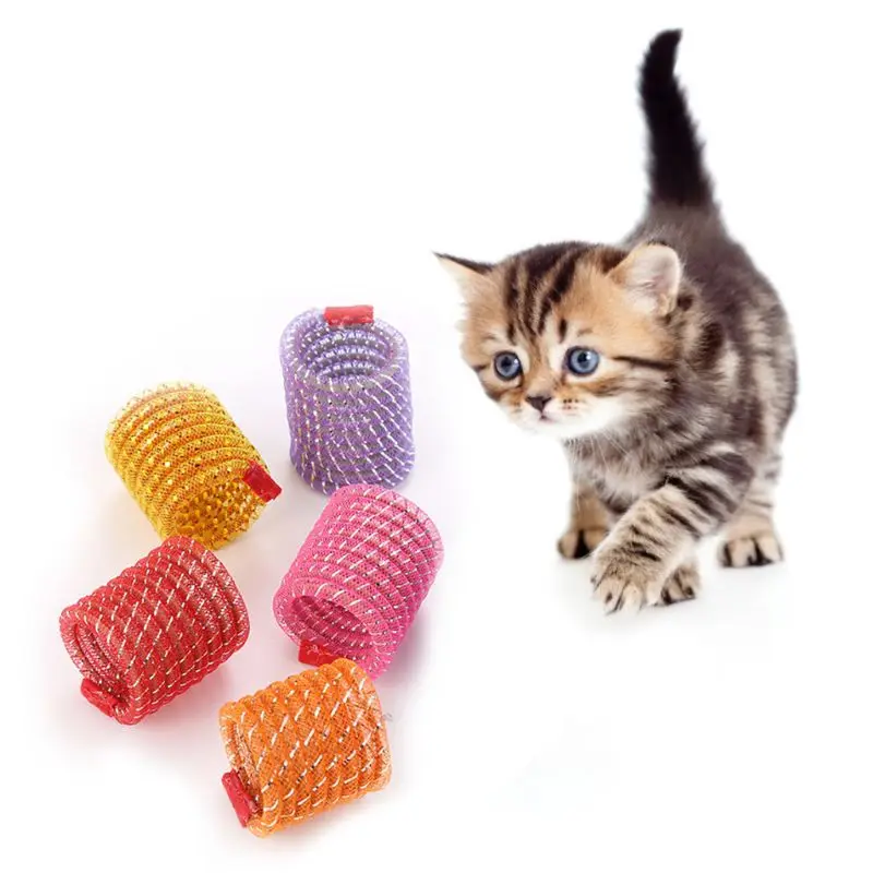 

5 Pcs Cute Cat Spring Toys Wide Plastic Colorful Springs Toy Playing Pet Accessories Set