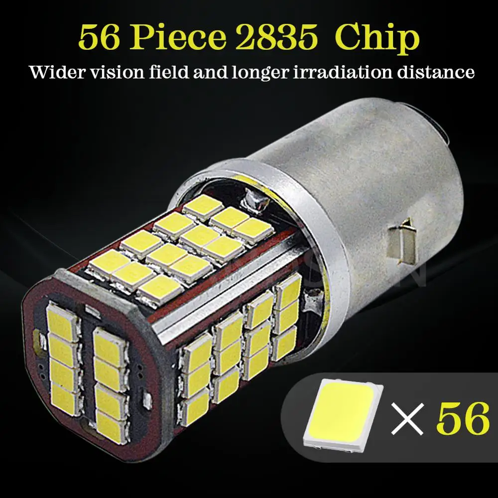 Белый светодиодный светильник для мотоцикла H6 6 в 12 В DC BA20D Bixenon Beam 2835 56smd