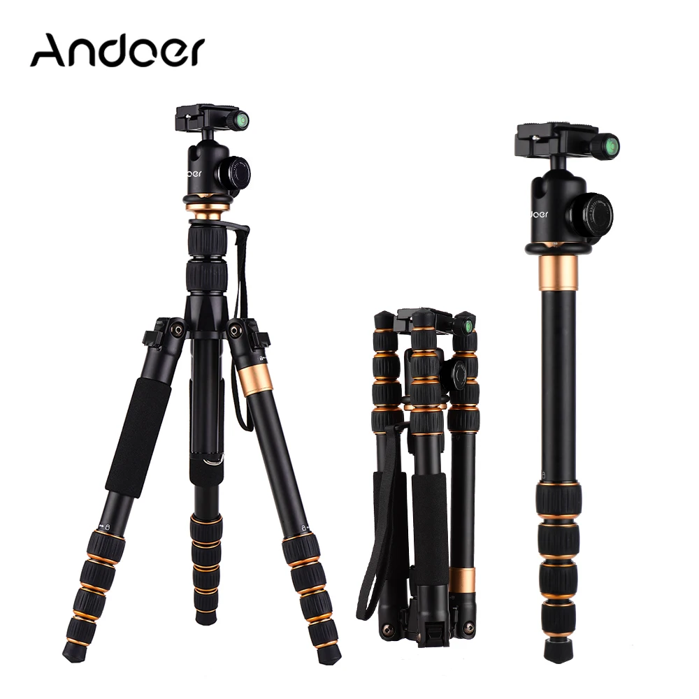 Andoer Foldable Detachable Tripod Adjustable Photography Digital Camera Camcorder Tripod Stand for Canon Nikon Sony DSLR Cameras 1