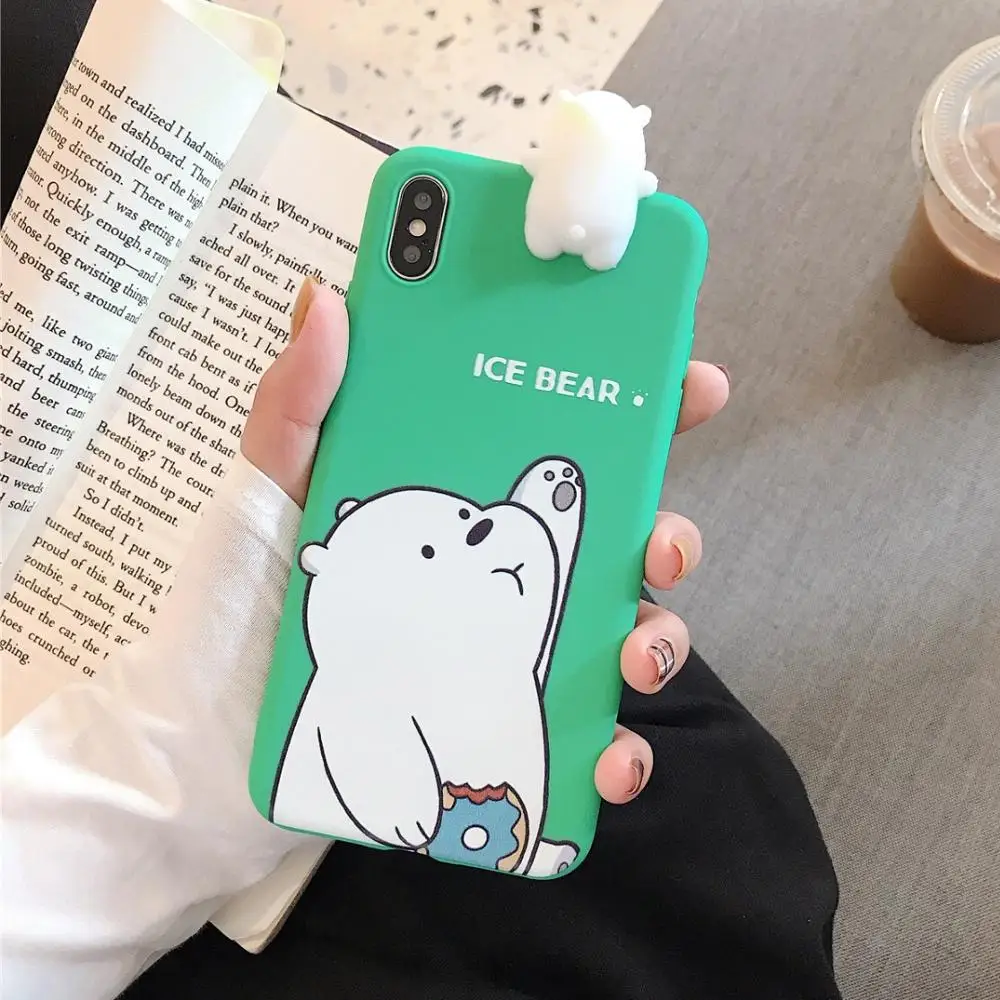 Милый мультяшный чехол Slilicone Bear для 6 6s 7 8 plus, 3D чехол для мобильного телефона XR XS Max, Мягкий противоударный чехол