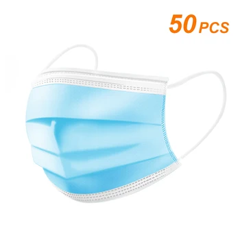 

5pcs/50pcs Disposable Face Mask 3-ply Soft Protective Filter Sanitary Non-woven Safety Mask for Dust Protection
