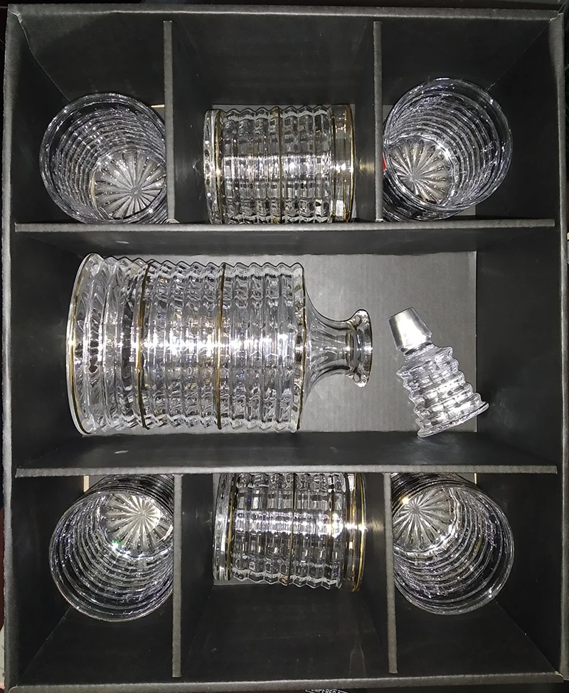 TYPE D 7PCS Высокое качество, 7 шт. набор, стеклянная бутылка для вина, роскошная Золотая оправа, бокал для напитков, вечерние бокалы для бренди, пивные кружки, бокалы для коктейлей - Цвет: TYPE D 7PCS