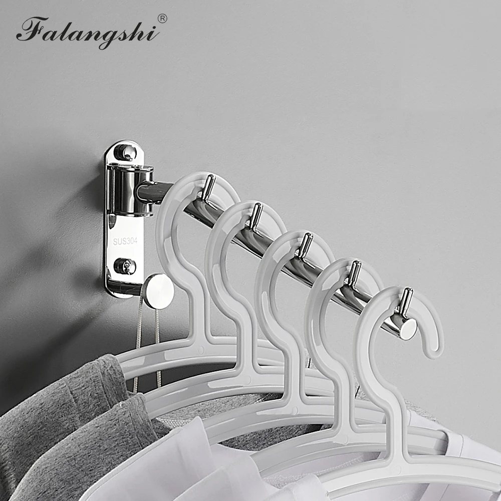 Falangshi Clothes Rack Polished Swivel Clothes Hangers Stainless Steel Wall Mount Hanger Drying Rack Clothes Organization WB3019 1