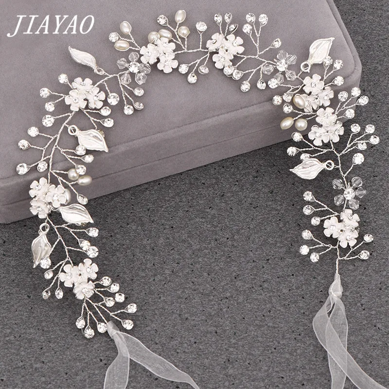

Pearl Rhinestone Wedding Headband Flower Hair Jewelry Bridal Headband Wedding Hair Accessories Tiaras Girls Floral Headband