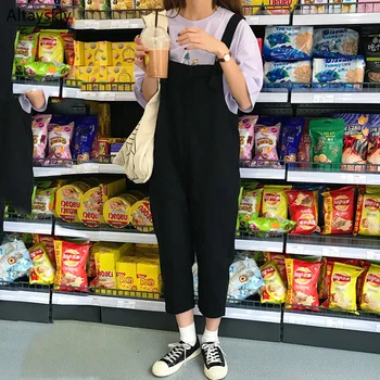 

Jumpsuits Women Summer Solid Simple All-match Korean Style Pockets Leisure Daily Jumpsuit Womens Soft Trendy Kawaii Bodysuits