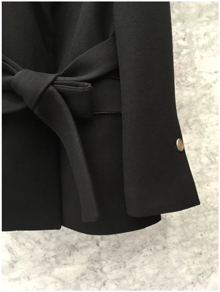 TVVOVVIN Autumn Winter Back A Long Sleeve Easy Thin Short Fund Woolen Loose Coat Woman Chalaza Woolen Suit With Belt ZX398