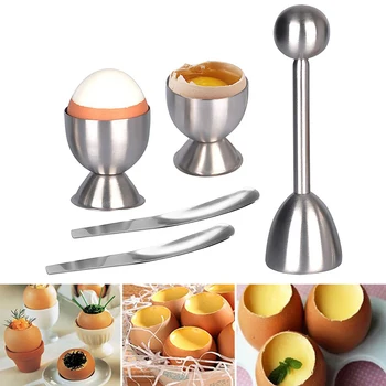 

1 Set Stainless Steel Egg Scissors Topper Shell Cutter Knocker Cracker Opener Boiled Raw Egg Open Creative Kitchen Tool Gadgets