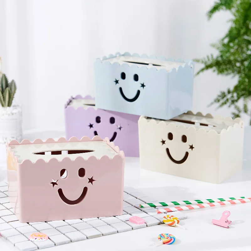 Smiley Tissue Box Настольный для домашнего пользования пластиковая коробка для салфеток коробка чайники бумажные салфетки коробка для выдергивания креативная салфетка для гостиной