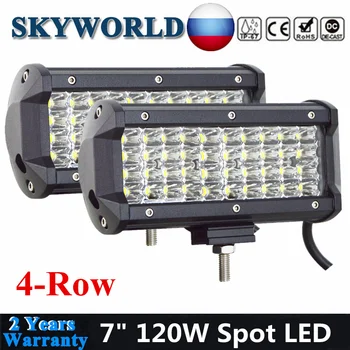 

SKYWORLD 2pcs 7inch 120W Quad-Row 9D LED Light Bar Spot Beam Offroad Driving For 4x4 4WD UAZ ATV SUV Truck LED Work Light 12/24V