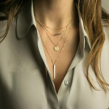 

Crystal Necklace 4 Set Custom Lettering Multi Layered Necklace for Women Stainless Steel Pendant Necklace Choker Fashion Jewelry