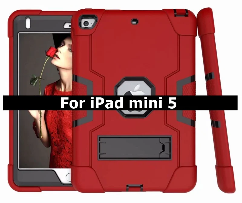 Mini 5-Red Чехол для Apple iPad mini 5 7," чехол для детей безопасный резиновый силиконовый противоударный бронированная подставка держатель чехол Чехол для iPad mini 4 - Цвет: Mini 5-Red