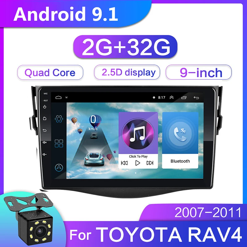 

2G+32G 9'' 2din Android 9.1 Car Multimedia Player for Toyota RAV4 Rav 4 2007 2008 2009 2010 2011 Car Radio GPS Navigation Wifi