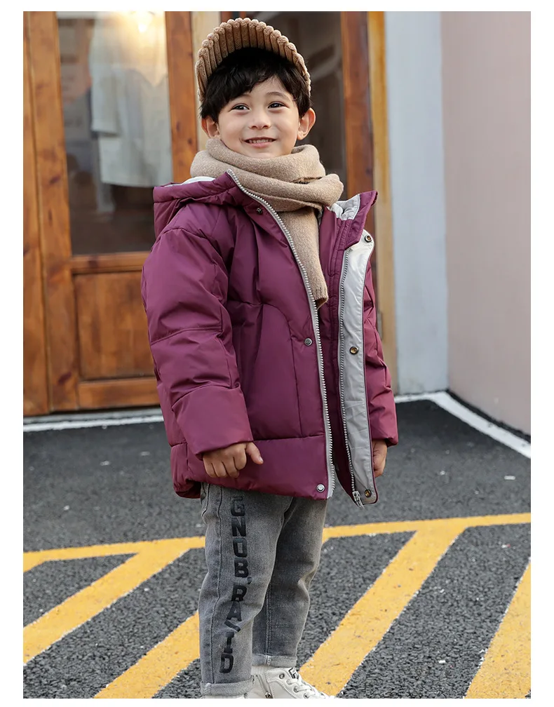 CHILDREN'S down Jacket Thick Mid-length White Duck down BOY'S Coat Hooded Children Winter New Style Western Style