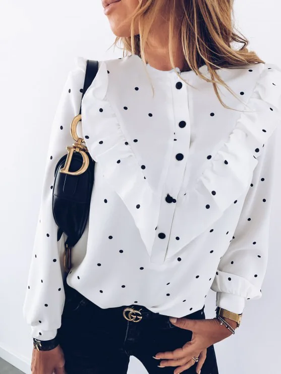 Women shirt 2019 New Women spring Autumn Tops And Blouses Shirt Plus Size Long Sleeve polka pot Print Women Blouse Shirt Women shirt 2019 New Women spring Autumn Tops And Blouses Shirt Plus Size Long Sleeve polka pot Print Women Blouse Shirt