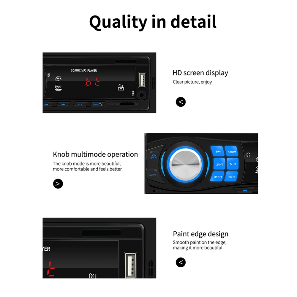 1 DIN автомобильный стерео MP3 плеер одиночный автомобильный стерео MP3 плеер в тире головное устройство Bluetooth USB AUX FM радио приемник для Toyota ford