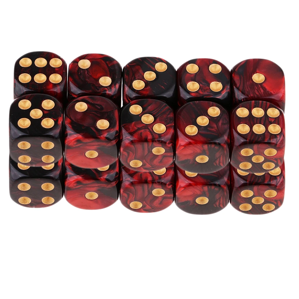 20x Two Colors Six Sided 16mm D6 Resin Role Play Gaming Dice Set Red + Black