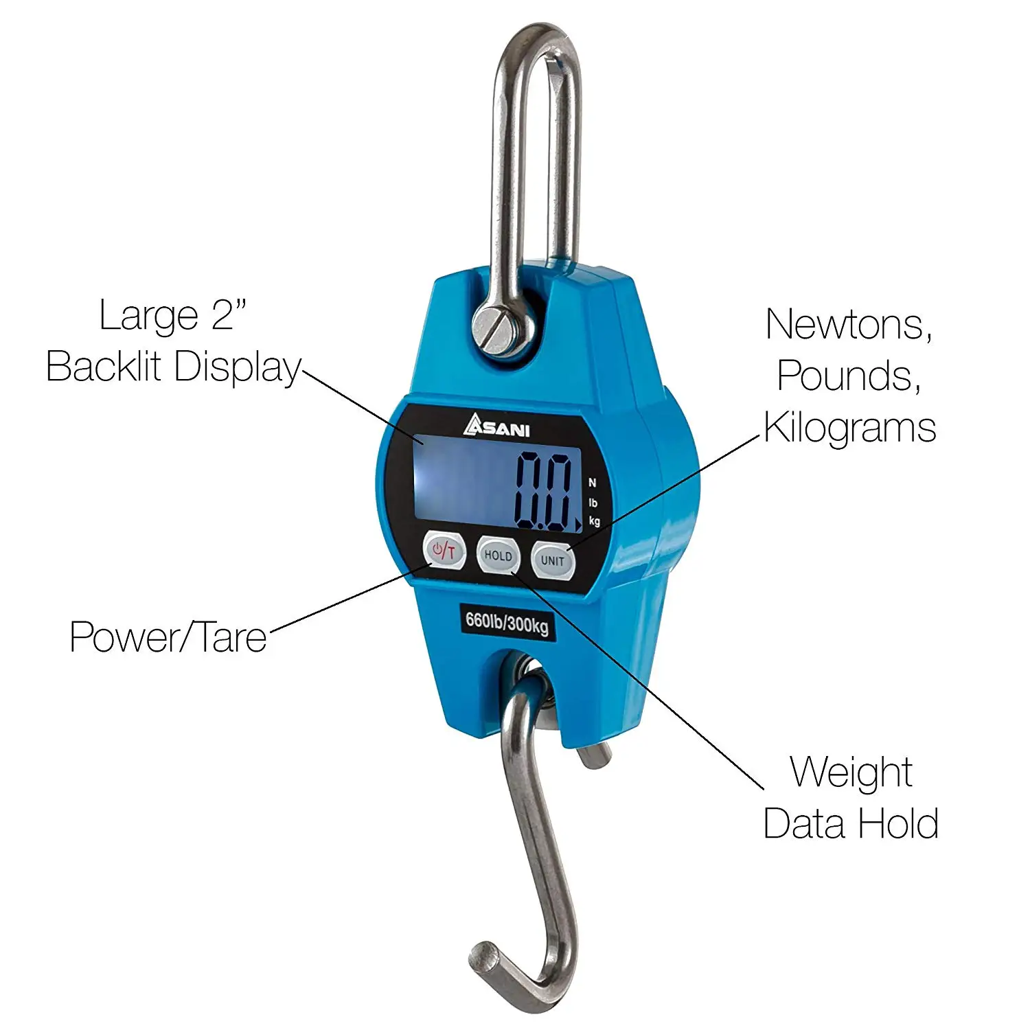 Enshey Hanging Scale 300KG/660LBS Digital Industrial Crane Scale High Precision Stainless Smart Weight Measuring Tool with LCD Display Enshey Hanging Scale 300KG/660LBS Digital Industrial Crane Scale High Precision Stainless Smart Weight Measuring Tool with LCD Display