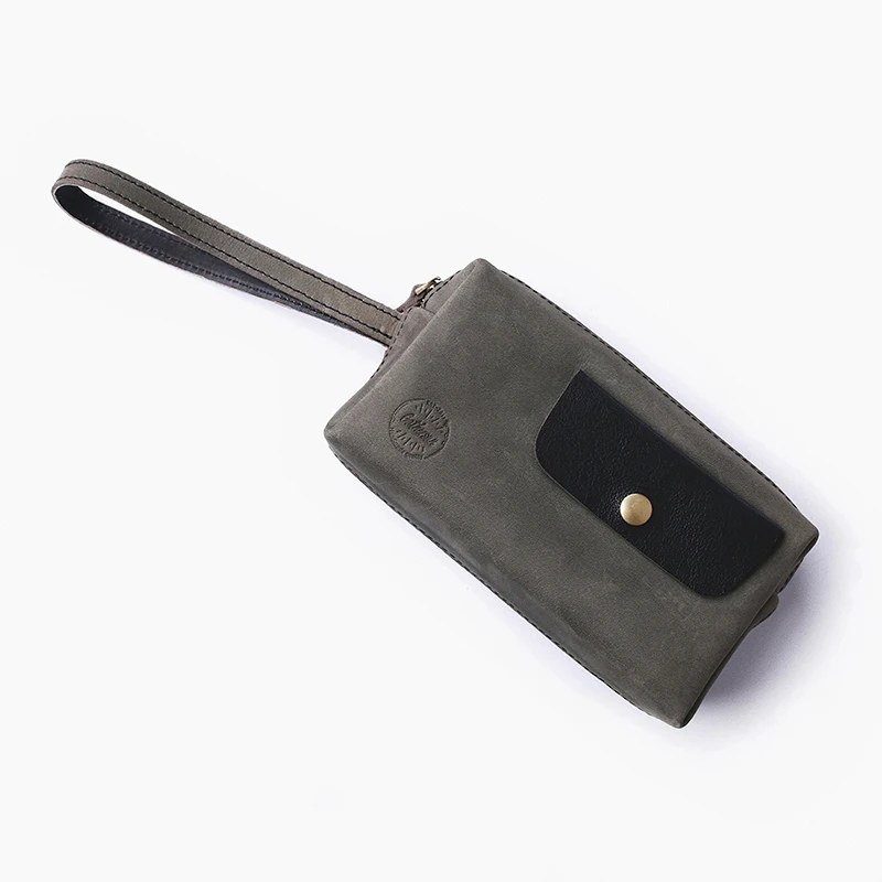 

2019 original design leather wallet handmade Genuine leather long Purse with zipper Cowhide personalized clutch bag