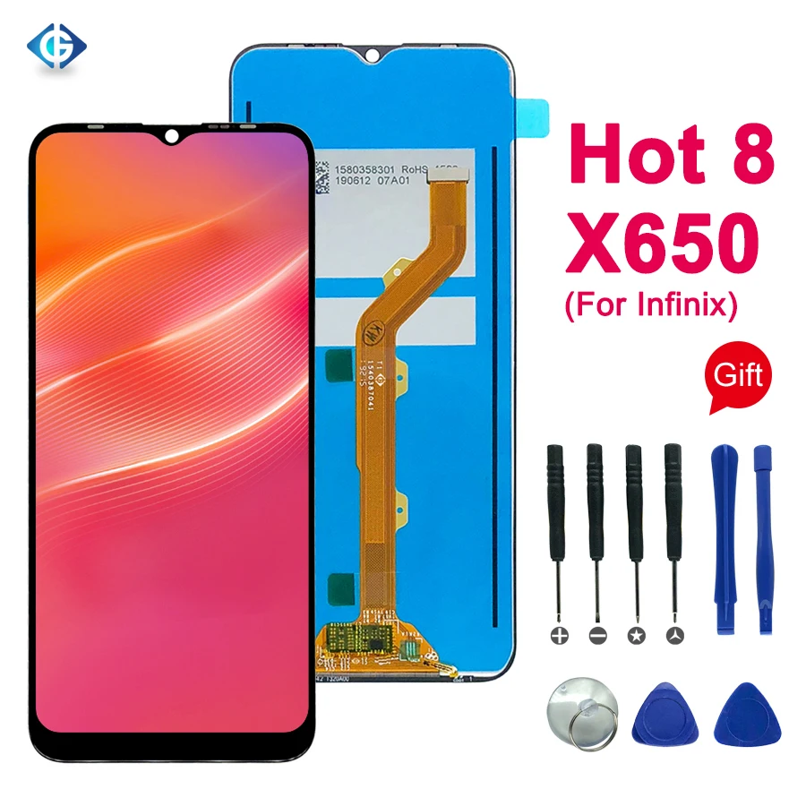 6,52 ''Полный ЖК-дисплей для Infinix Hot 8 X650C X650 X650b ЖК-дисплей кодирующий преобразователь сенсорного экрана в сборе Hot8 X650 экран стеклянный датчик