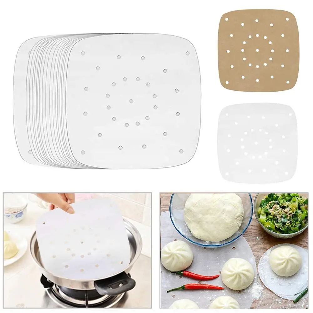 100Pcs 7/8/9Inch Square Non-stick Air Frying Pan Pad Barbecue Paper Steam Mat | Дом и сад