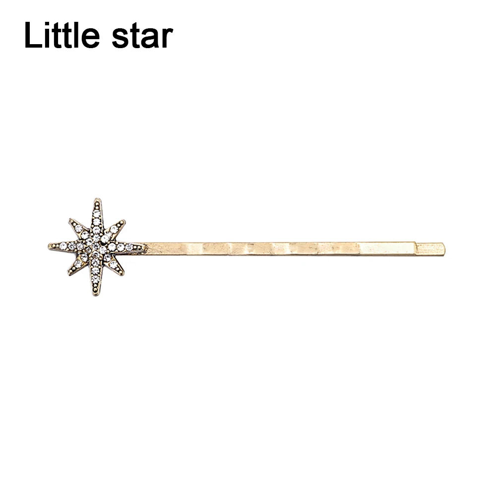 Little star 1 шт. 2 стиля сплав/блеск в форме сердца со стразами блестящие хрустальные металлические заколки для волос стильный головной орнамент аксессуары для волос для девочек - Цвет: Little star