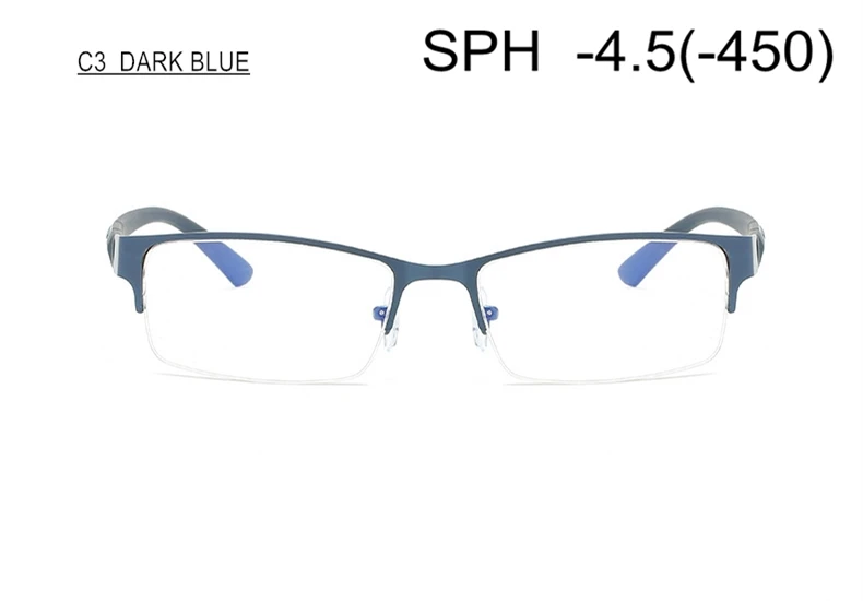 DARK BLUE (-4.5) Очки по рецепту для близорукости SPH-0,5-1-1,5-2-2,5-3-3,5-4-4,5-5-5,5-6 для женщин и мужчин полуоправа для близоруких F122 - Цвет оправы: DARK BLUE (-4.5)