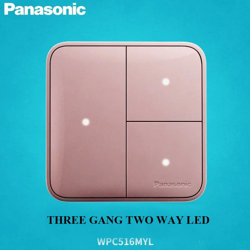Panasonic настенный выключатель света ЕС/Великобритания 16A переключатель встраиваемый роскошный переключатель настенный выключатель света полная структура сброса с Светодиодный индикатор - Цвет: THREE GANG TWO WAY