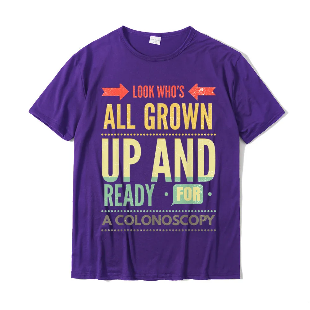 Europe Tops Shirt Prevalent O Neck Leisure Short Sleeve 100% Cotton Men's T Shirt Casual Tops T Shirt Free Shipping Look Whos All Grown Up And Ready For A Colonoscopy Shirt__20507 purple