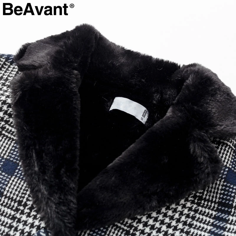 BeAvant/лоскутное короткое пальто из искусственного меха в клетку; женские меховые куртки на пуговицах; сезон осень-зима; элегантные шикарные уличные женские пальто