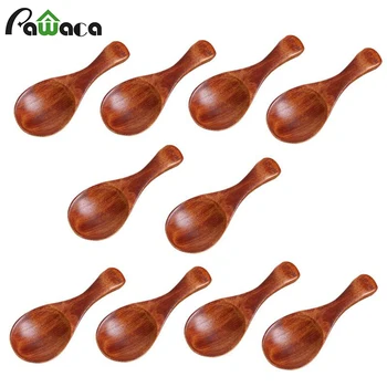 

10 Pieces Small Wooden Spoons Mini Condiments Sugar Seasoning Salt Honey Teaspoon Coffee Tea Jam Mustard Ice Cream Spoons