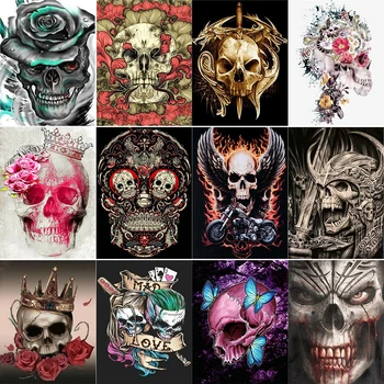 

Hot Sale Horror Skull Kits Oil Painting By Numbers for Adults Paint By Numbers Canvas Painting DIY Holiday Decorations Wall Art