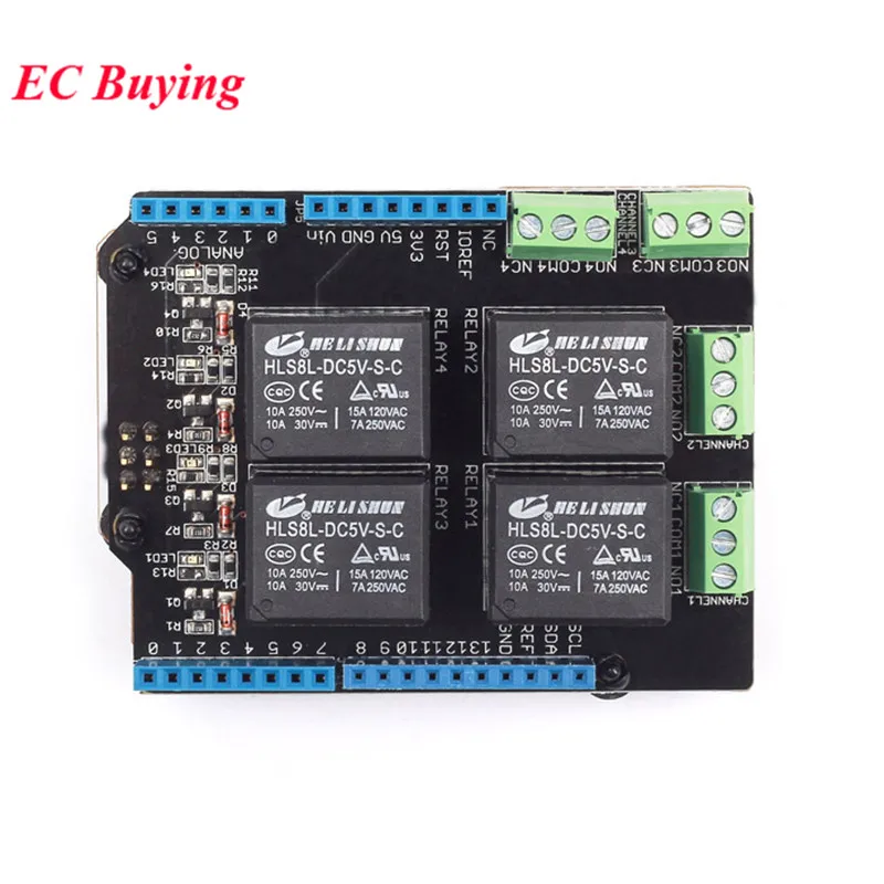 Плата расширения для 4 канального релейного управления Arduino Relay Shield