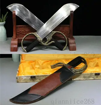 

DAMASCUS FOLDED STEEL BLADE COPPER HAS FLOWER HANDLE CHINESE HUDI SWORD