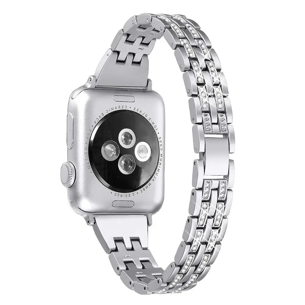 Gold Tschick Bling Женский Для Apple Watch Band, Браслет замена Rhinestone Платье из нержавеющей стали ремешок браслет серии 4 3 2 1 - Цвет ремешка: Gold