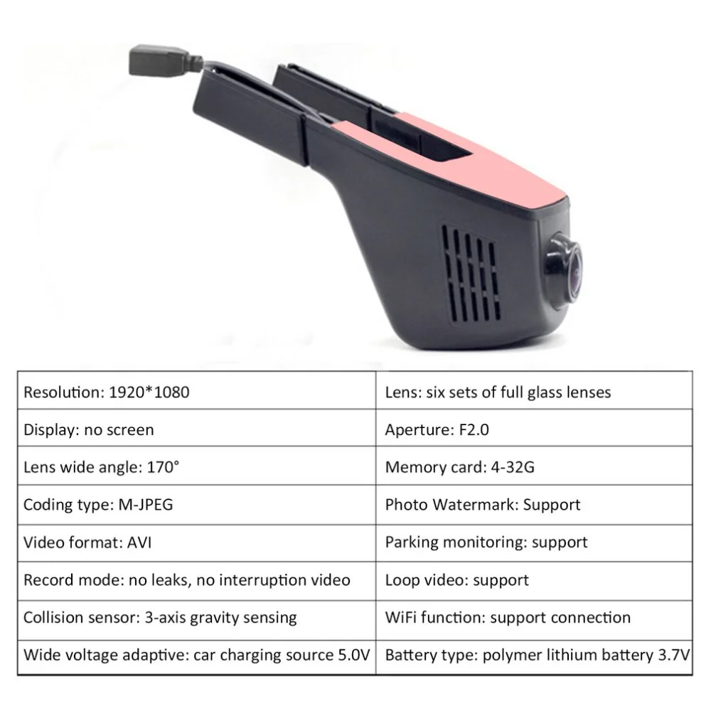 New V42 Car Camera 1080P WIFI DVR Dash-Cam Video Recorder Camcorder Night Vision Recorder Video Recording Dash Camera