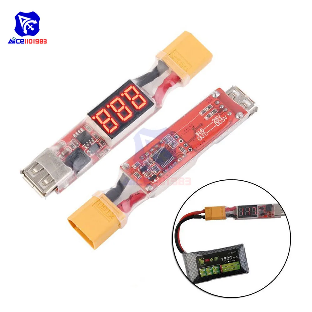 2 S-6 S DC 6-26 V zu 5V Step Down Buck Modul Lithium-Ionen Batterie XT60 Eingesteckt zu USB 5V Ladegerät Konverter Adapter Modul mit LED 2 S-6 S DC 6-26 V zu 5V Step Down Buck Modul Lithium-Ionen Batterie XT60 Eingesteckt zu USB 5V Ladegerät Konverter Adapter Modul mit LED