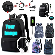 Светящийся рюкзак для подростка водонепроницаемый Mochila странные вещи со звездами Противоугонный ноутбук DJ для мальчиков и девочек Школьный рюкзак для студентов