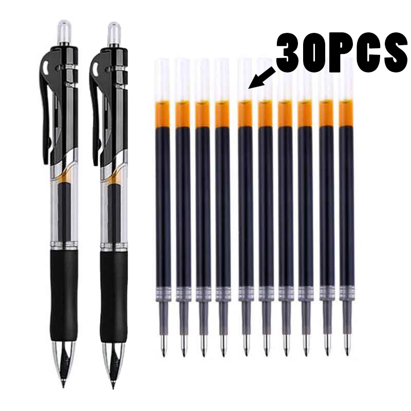 20pcs set of gel pen refills 0 5mm black blue red ink refill school office stationery writing supplies Retractable Gel Pens Set Black red blue Ink Colored Gel Pen 0.5mm Replaceable Refills school Supplies Stationery & Office