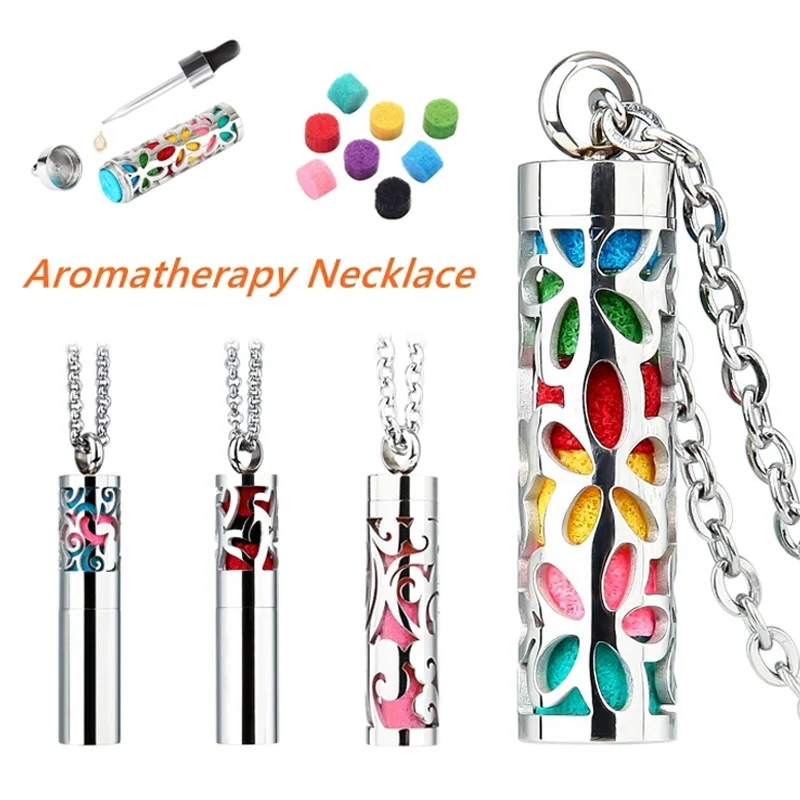 

1pc Aromatherapy Jewelry Aroma Diffuser Necklace Perfume Essential Oil Locket Necklace with 8/10pcs Felt Pads Women Gifts