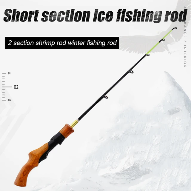 Ice Fishing Rod Wooden Handle River Shrimp Carp Fishing Pole Winter Fish  Tackle