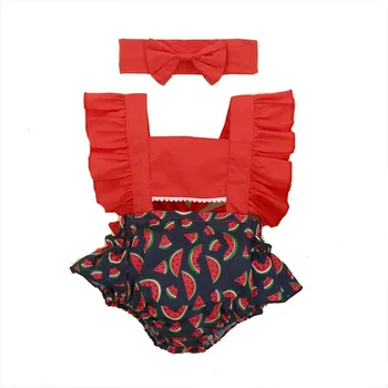 

Cute Baby Clothes 0-24 Months Floral Print Tank Top Shorts Romper Headband 2 Pcs Summer Princess Girls Clothes