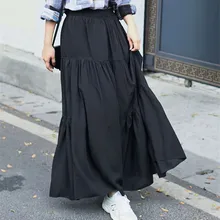 Nieuwe 2019 Herfst plus size katoen linnen rokken, 5XL 6XL 7XL Lente maxi lange rokken Paars zwart wit vintage rokken dropship