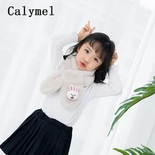 Calymel, Детский Теплый зимний шарф, милый объемный мультяшный медведь, воротник из искусственного меха кролика, шарфы для мальчиков и девочек, подарки на Рождество