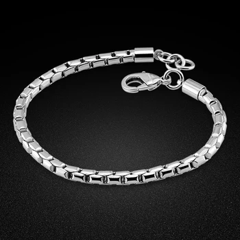 

Men's 925 sterling silver bracelet classic box bracelet solid silver bracelet men's fashion jewelry 5mm20cm size birthday gift