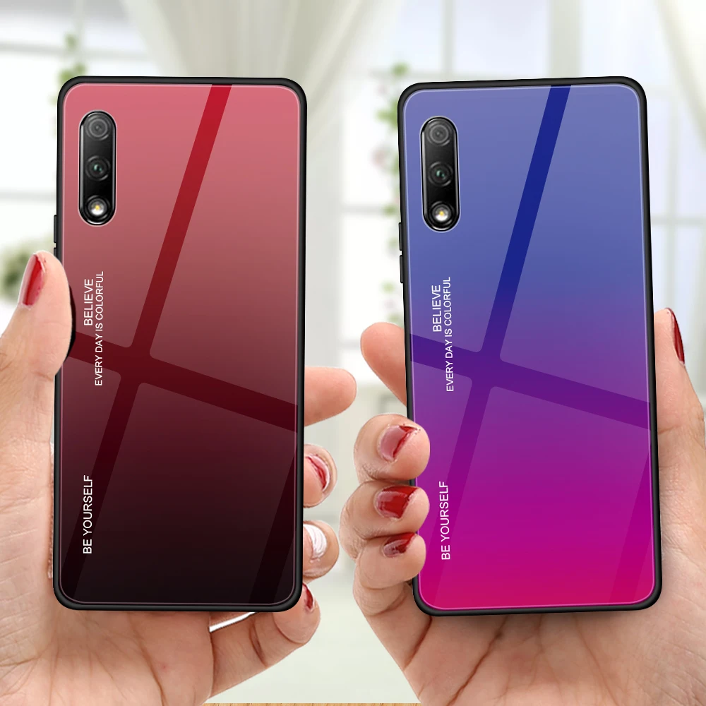 Для huawei Honor 9X чехол из закаленного стекла чехол для телефона huawei Honor 9X Pro 6,59 дюймов Чехол градиентный цвет защитный чехол